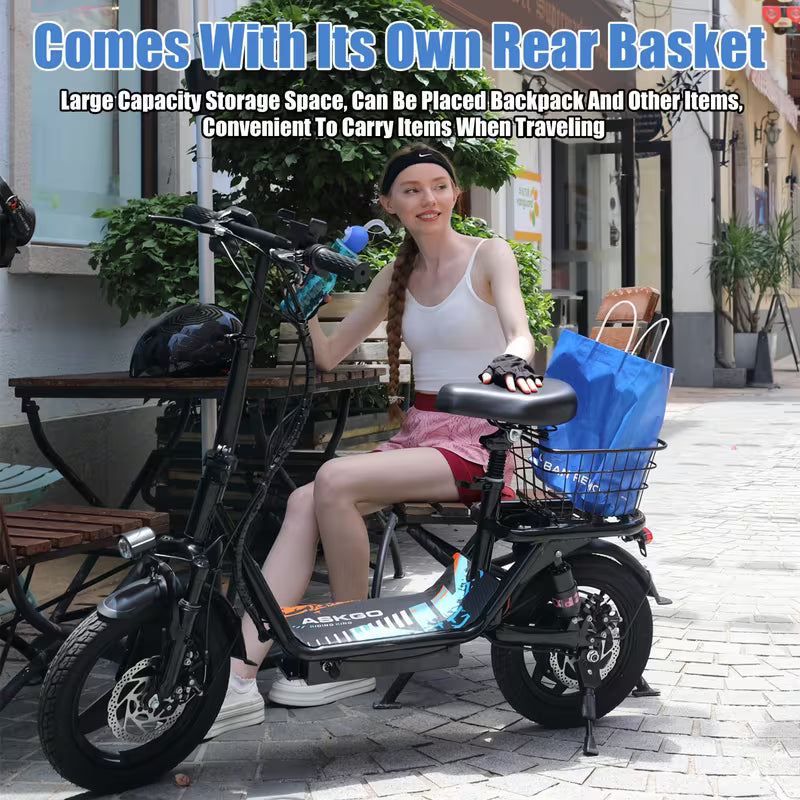 650W High-Power Electric Scooter with Front Basket & Anti-Slip Floor Mats - 48V 13A Motor, 25-Mile Range, 3-Speed Modes, Dual Disc Brakes & Full Suspension