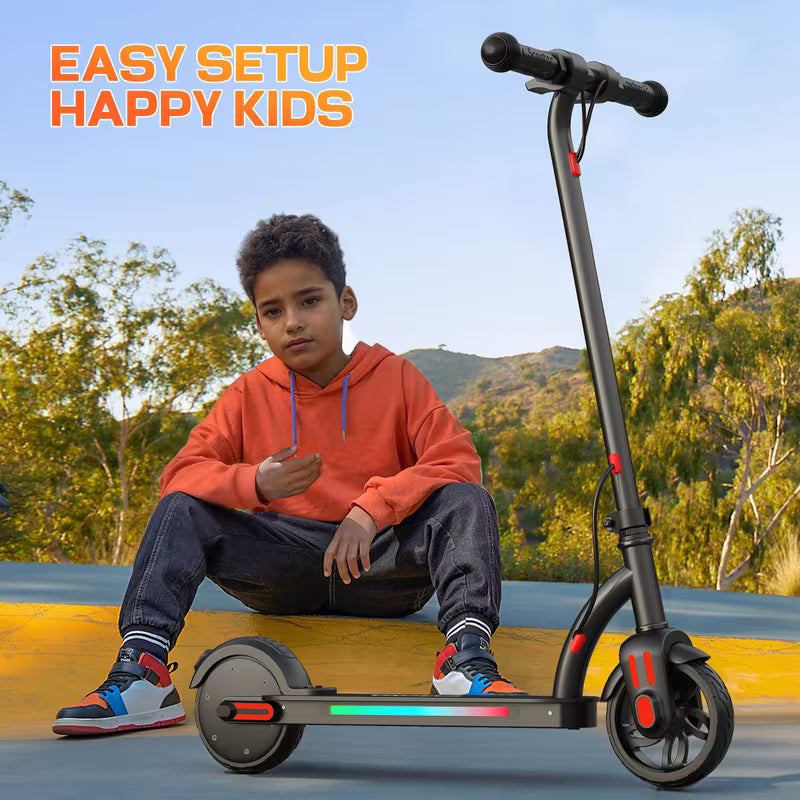 10mph Max Electric Scooter for Kids, LED Dispaly, 150W Powerful Motor, Dual Brake System, Adjustable Height and Speed, Best Presents for Kids