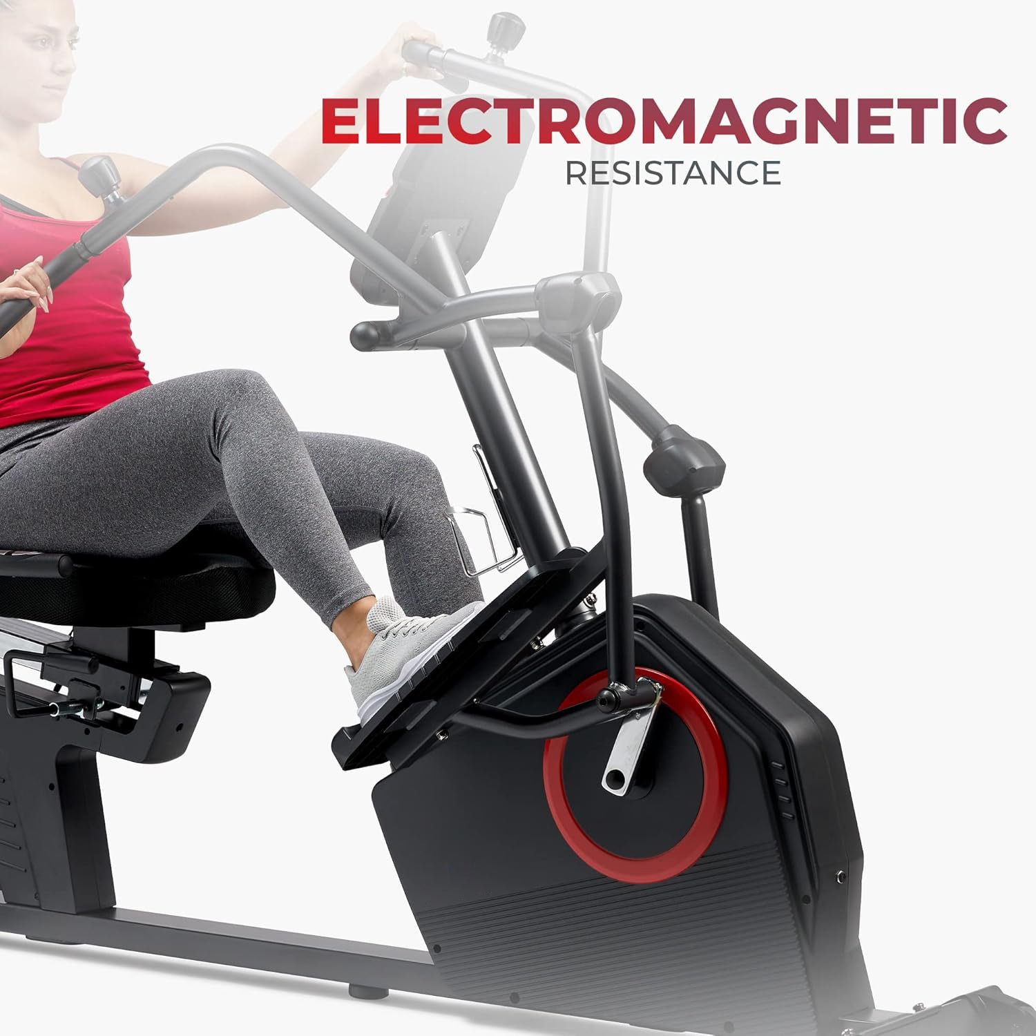 Elite Recumbent Cross Trainer & Elliptical Machine with Arm Exercisers for Home Arm/Leg Training, Easy Adjust Seat & Mesh Backrest, Free SunnyFit App Bluetooth Connectivit