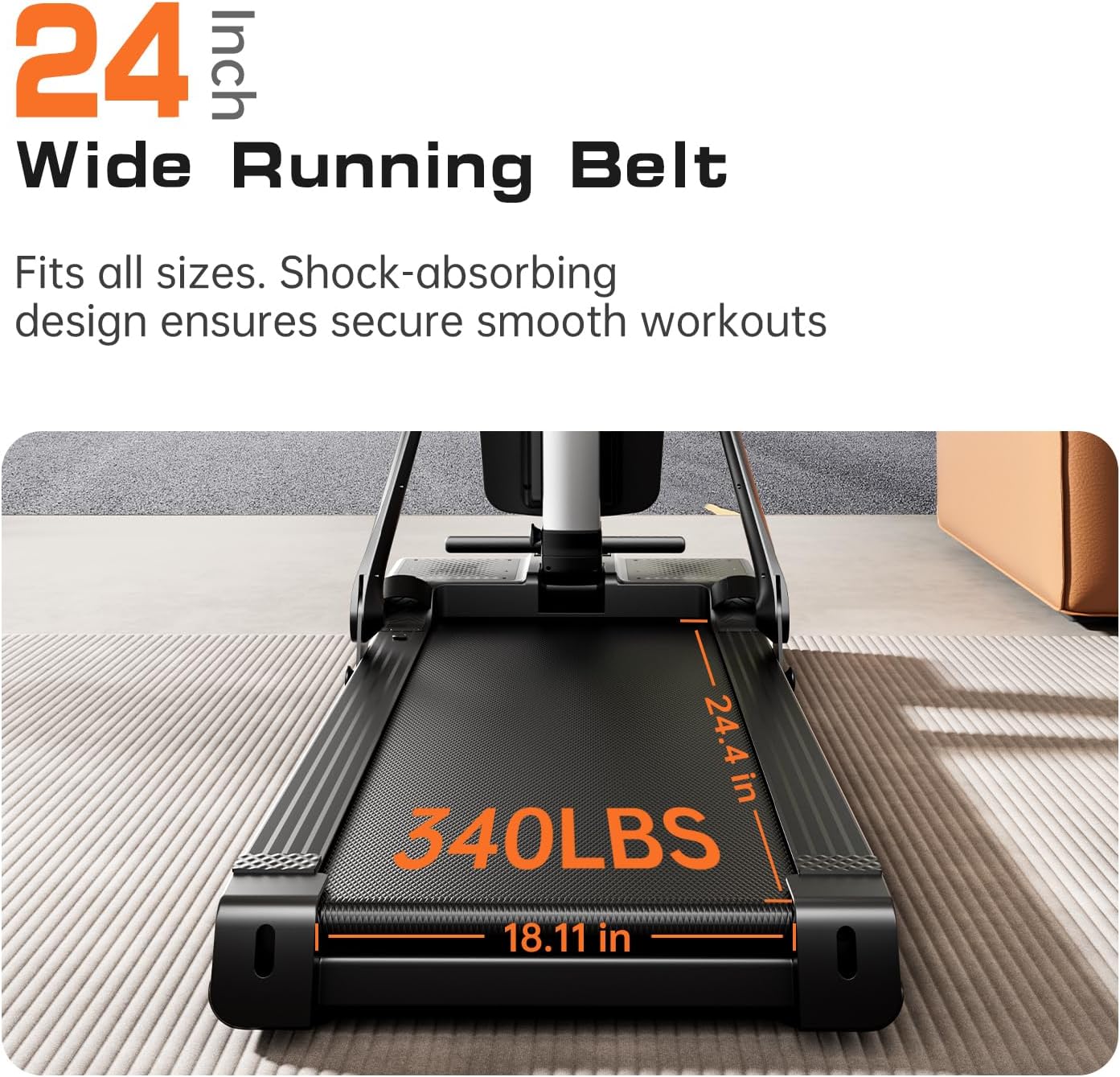 Foldable Treadmill for Home Use with 0.6-8.7 MPH Speed, 320 LBS Capacity & 3.0 HP Quiet Brushless - Portable Compact Running