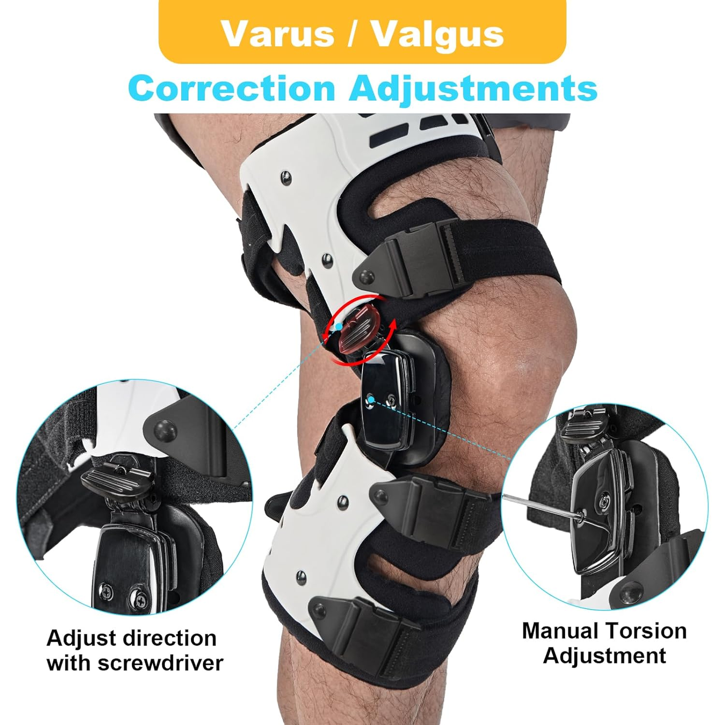 OA Unloader Knee Brace for Osteoarthritis & Joint Pain Relief, Right - White