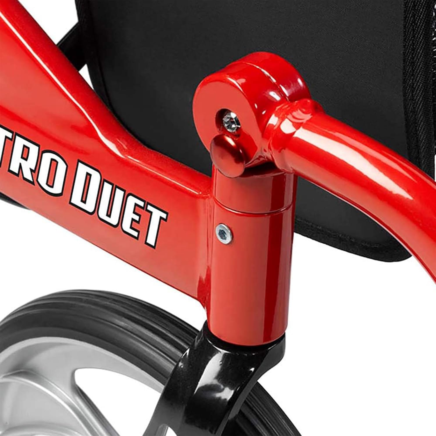 Medical Nitro Dual Function Transport Wheelchair and Rollator Rolling Walker Combo with Hand Activated Brakes and Back Support, Red