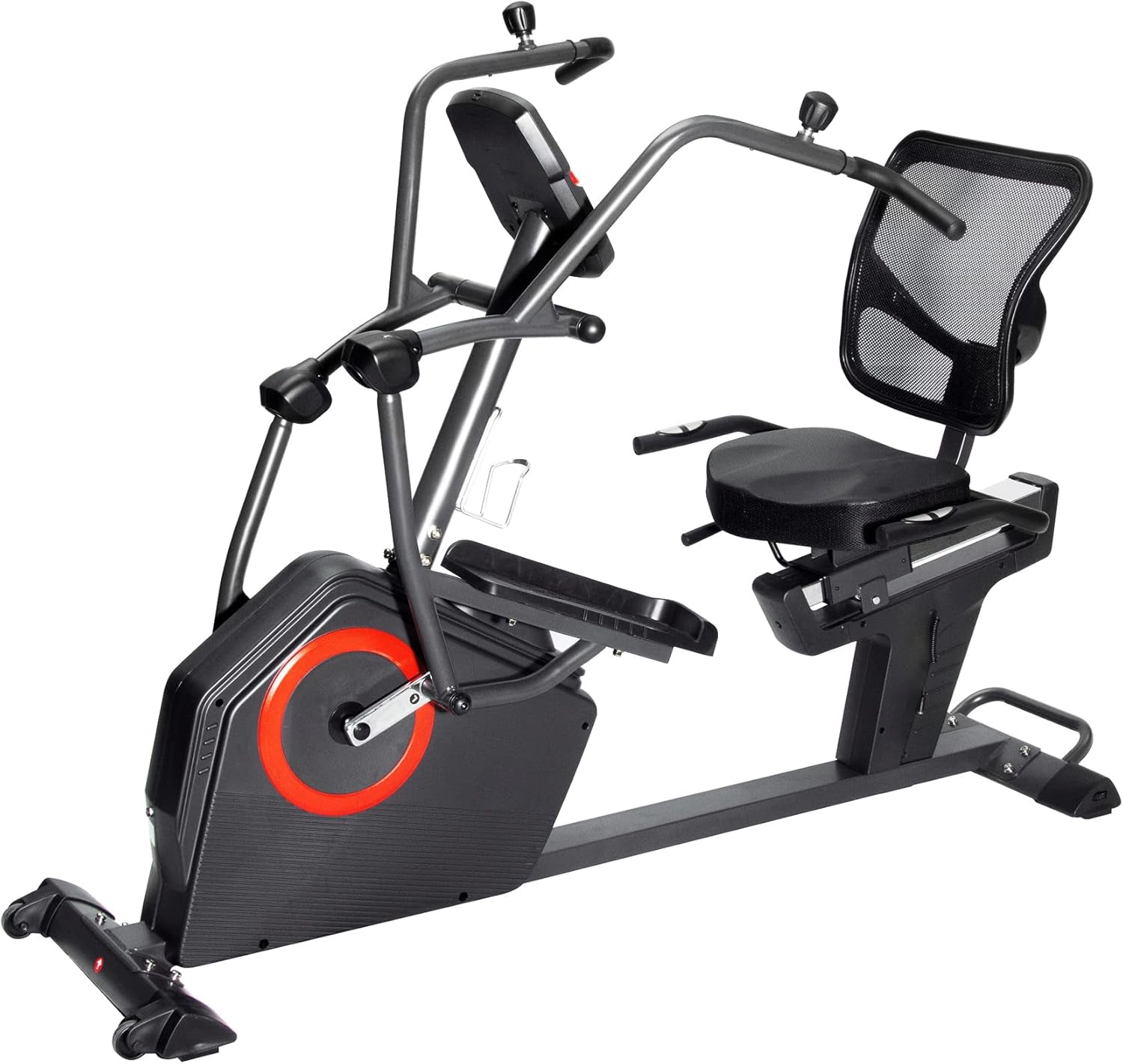 Elite Recumbent Cross Trainer & Elliptical Machine with Arm Exercisers for Home Arm/Leg Training, Easy Adjust Seat & Mesh Backrest, Free SunnyFit App Bluetooth Connectivit