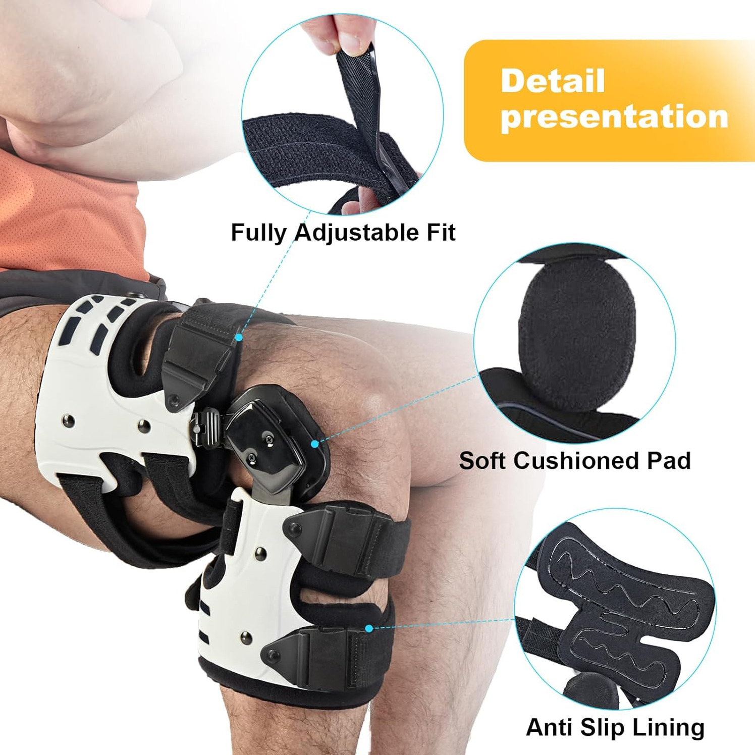 OA Unloader Knee Brace for Osteoarthritis & Joint Pain Relief, Right - White