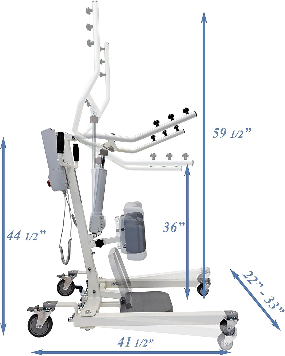 Stand Up Electric Patient Lift - Sit to Stand, Standing Lift, Rhino Lift with Manual Low Base - with Standing Sling (Medium) and Buttock Strap, 380 lb. Weight Capacity