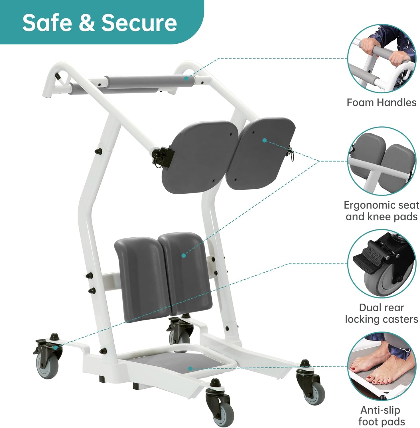 Sit to Stand Lift Patient Transport Unit for Elderly - Patient Lift for Home Care Use- 400 Pound Weight Capacity