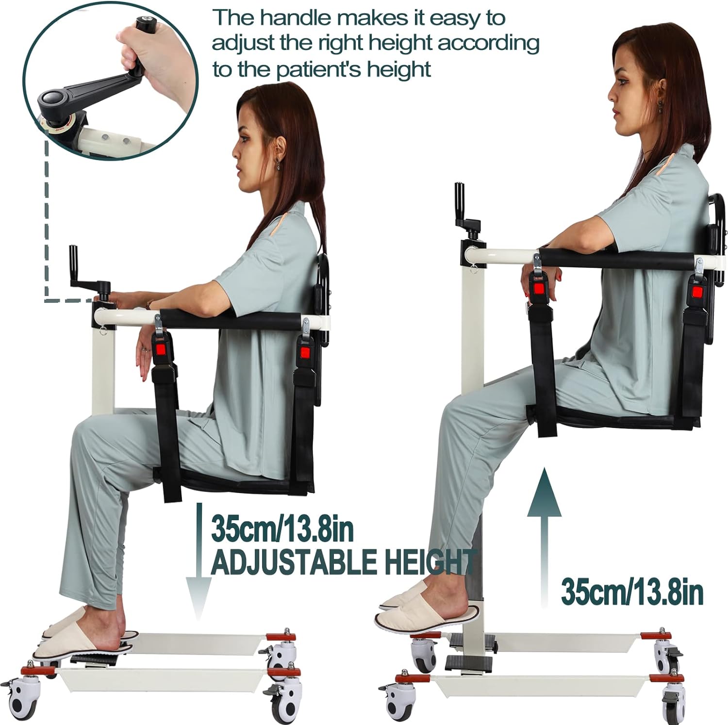 Patient Lift Transfer Chair, Patient Lift Wheelchair for Home and Car Portable Patient Lift Chair Wheelchair Lift for Home, Disabled and Elderly Nursing, Height/Width Adjust (Upgraded Backrest)