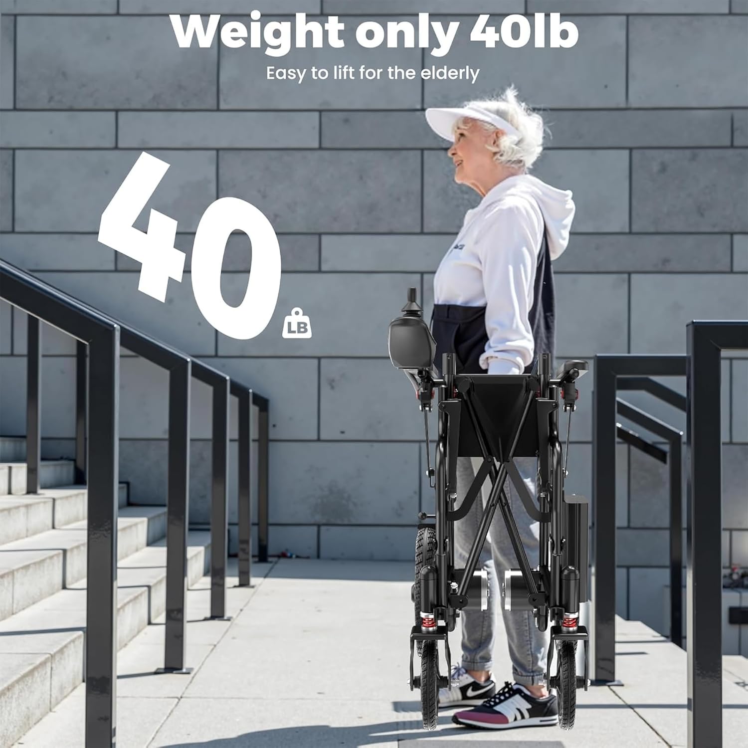 Lightweight Foldable Electric Wheelchair, Only 40lbs,Electric Wheelchairs for Adults, All Terrain Motorized Wheelchair for Seniors, Airline Approval