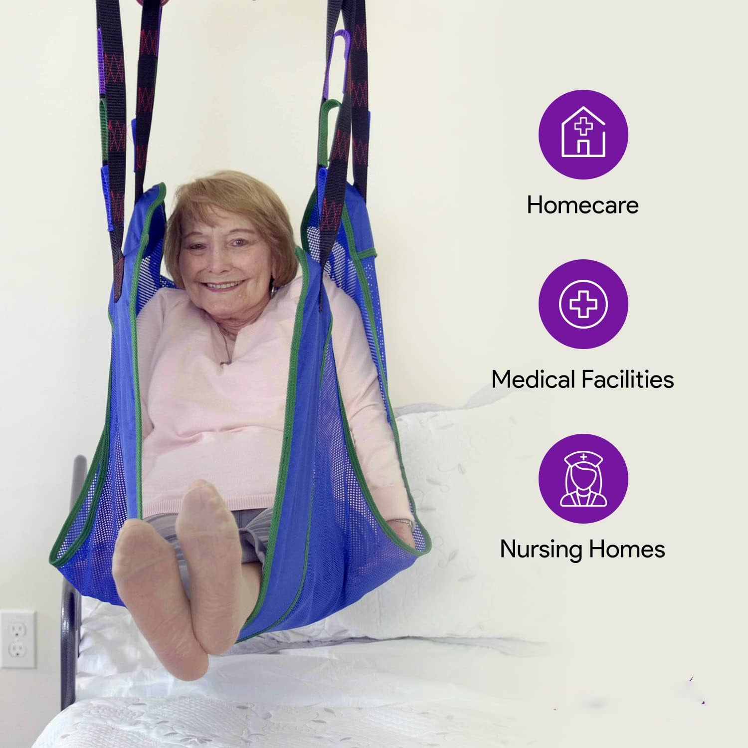 Electric Lift - Safe and Easy Full Body Patient Transfer Lifter for Home Use and Facilities - Floor, Low Bed and Chair Lifting, 500 Pound Weight Capacity, 6 Point Spreader Bar
