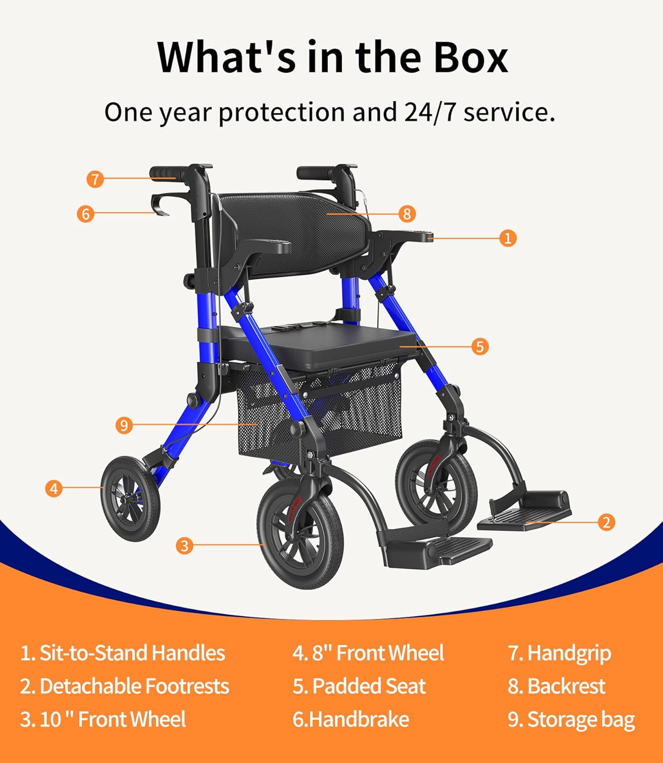 Transport-Wheelchair-Lightweight-Foldable, Walker Wheelchair Combo, Rollator-Walkers-for-Seniors-with-Seat, 2 in 1 Rolling Walker, 300lb Adults 4 Wheel Transport Chair w/Brakes & Pouch-FSA HSA