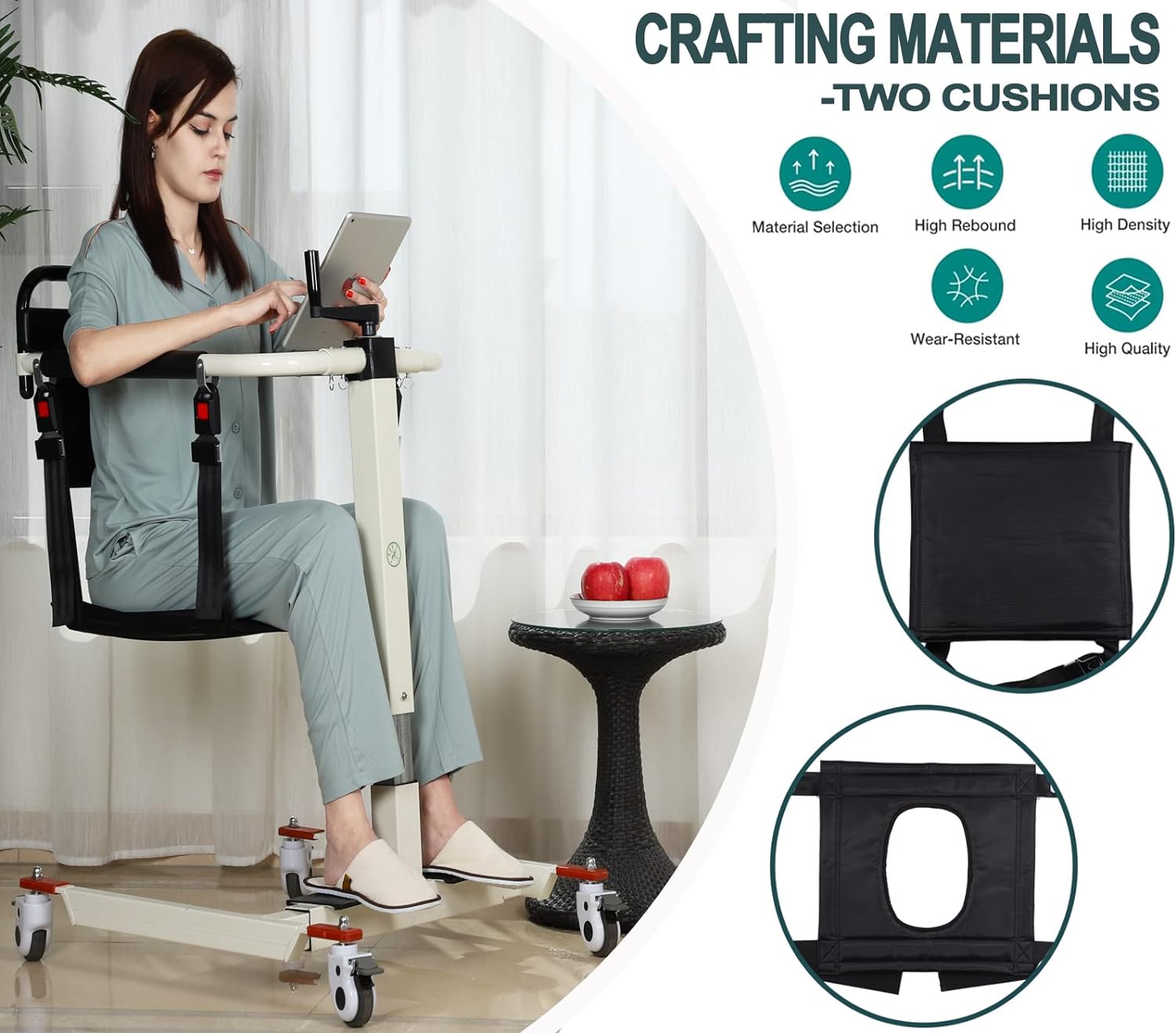 Patient Lift Transfer Chair, Patient Lift Wheelchair for Home and Car Portable Patient Lift Chair Wheelchair Lift for Home, Disabled and Elderly Nursing, Height/Width Adjust (Upgraded Backrest)