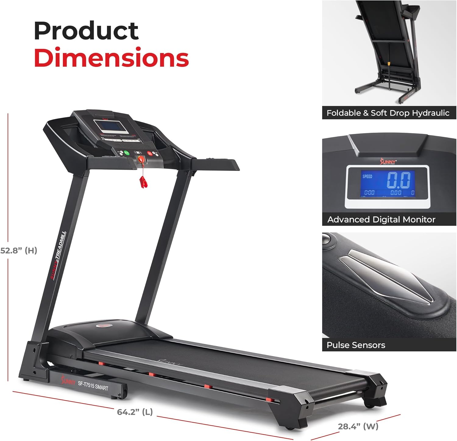 remium Foldable Treadmill for Home, Running or Walking with Auto Incline, Shock Absorption, Digital Display, Optional 20” Running Deck, Free App Bluetooth Connection