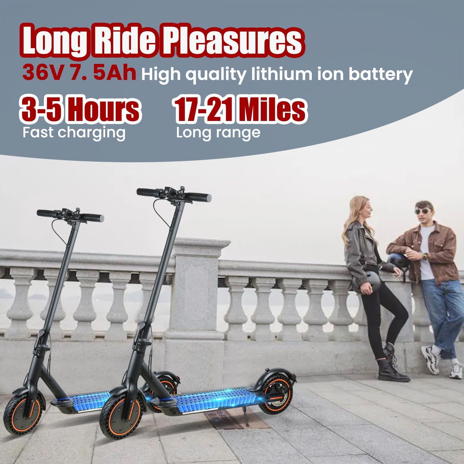 Electric Scooter, 500W Motor, Up to 17-20MPH &19-21 Miles, Commuter Escooter, Foldable E-Scooter for Adults with APP and Dual Braking System Escooter