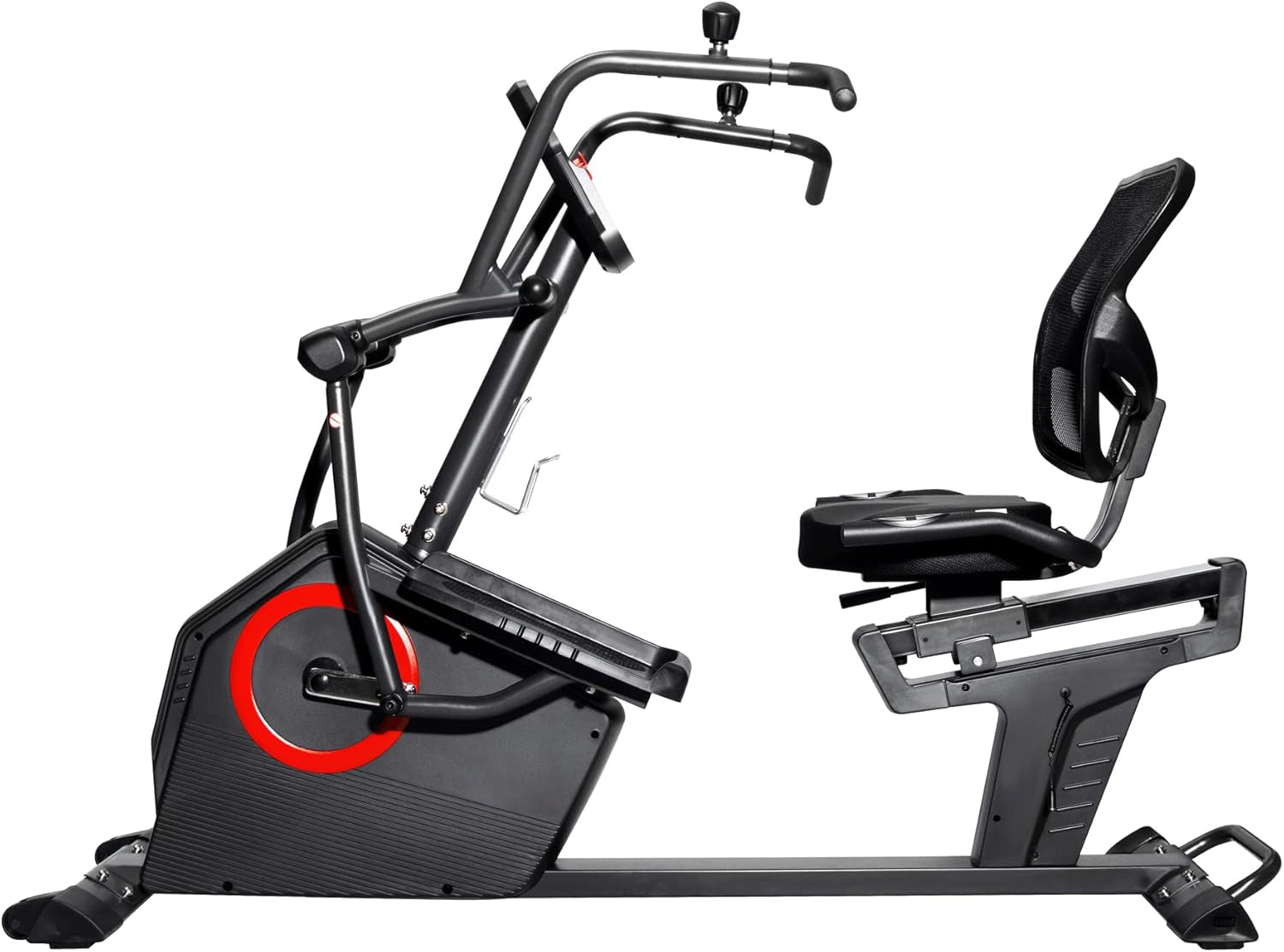 Elite Recumbent Cross Trainer & Elliptical Machine with Arm Exercisers for Home Arm/Leg Training, Easy Adjust Seat & Mesh Backrest, Free SunnyFit App Bluetooth Connectivit