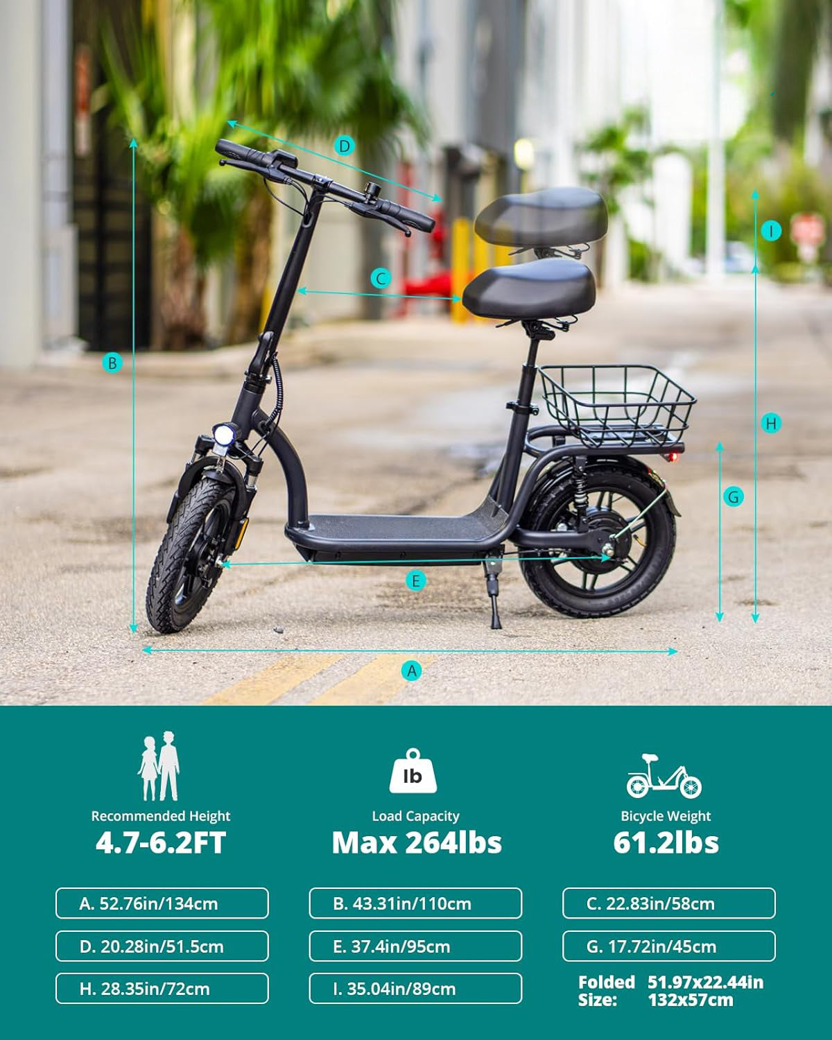 Electric Scooter with Seat for Adult, Max 16-25miles Range, 15.5-20mph Power by 350W-500W Motor, Comfortable 14" Pneumatic Tire and Wider Deck & Height Adujustable Seat with Carry Basket