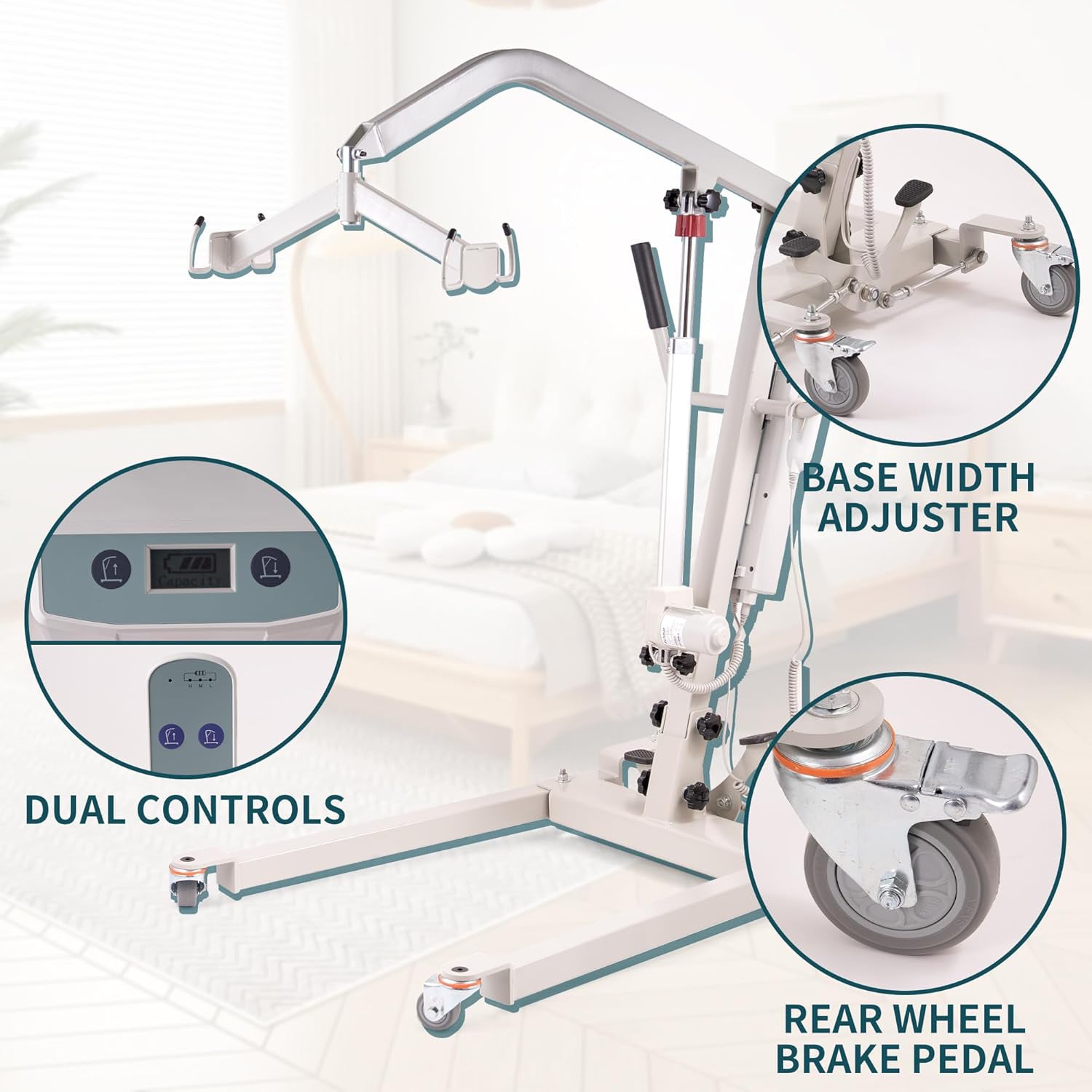Electric Foldable Patient Lift, Full Body Foldable Patient Transfer Lift for Home Use, 400lb Weight Capacity with U-Sling, Foldable Hydraulic