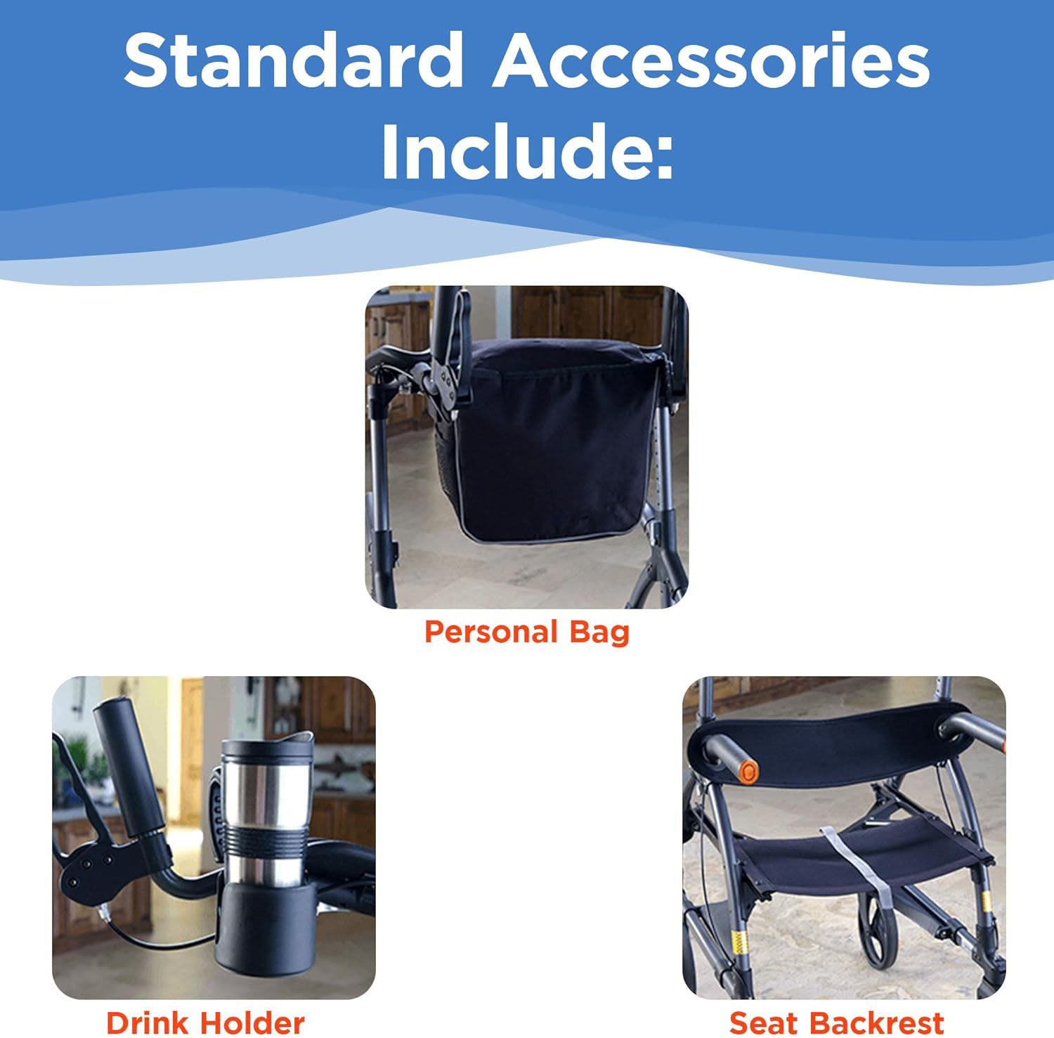 Journey UPWalker Standard – The Original Upright Walker – Premium, Lightweight Adjustable Upright Rollator Walker with Seat for Adults, Seniors & The Elderly