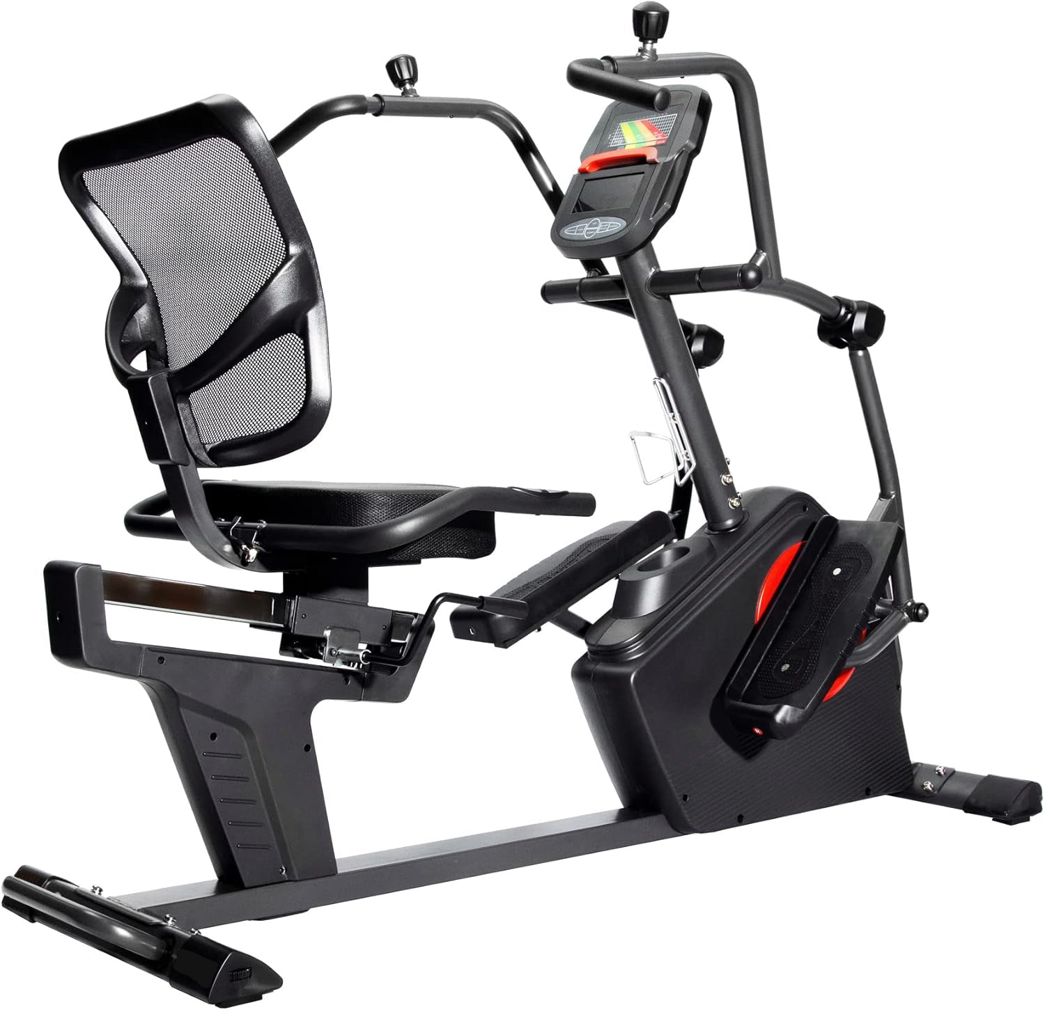 Elite Recumbent Cross Trainer & Elliptical Machine with Arm Exercisers for Home Arm/Leg Training, Easy Adjust Seat & Mesh Backrest, Free SunnyFit App Bluetooth Connectivit