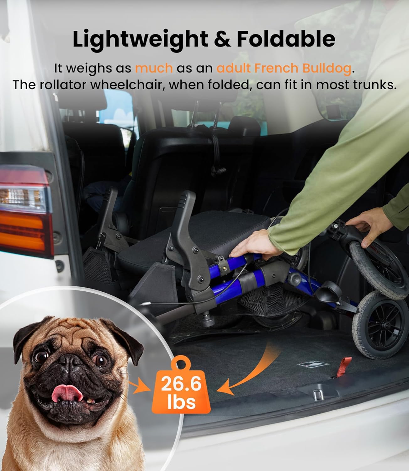 Transport-Wheelchair-Lightweight-Foldable, Walker Wheelchair Combo, Rollator-Walkers-for-Seniors-with-Seat, 2 in 1 Rolling Walker, 300lb Adults 4 Wheel Transport Chair w/Brakes & Pouch-FSA HSA
