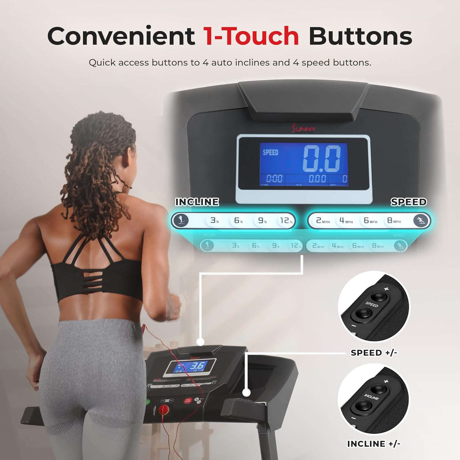remium Foldable Treadmill for Home, Running or Walking with Auto Incline, Shock Absorption, Digital Display, Optional 20” Running Deck, Free App Bluetooth Connection