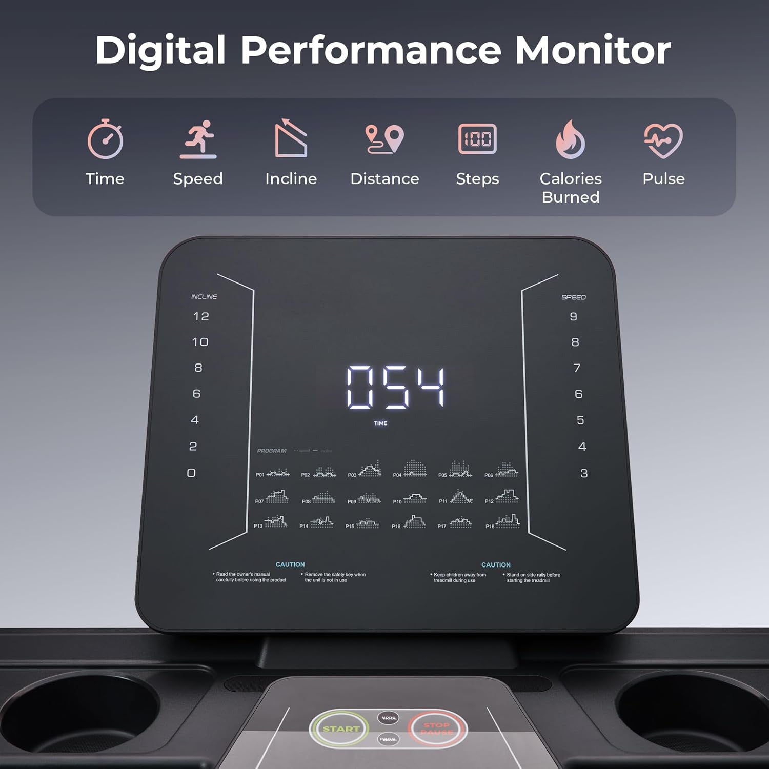 Heavy Duty Treadmill for Home, 20” Wide Deck, 15 Level Auto Incline, 300 LB Weight Capacity, Foldable Running Machine, Digital Monitor, Free App Bluetooth Connection