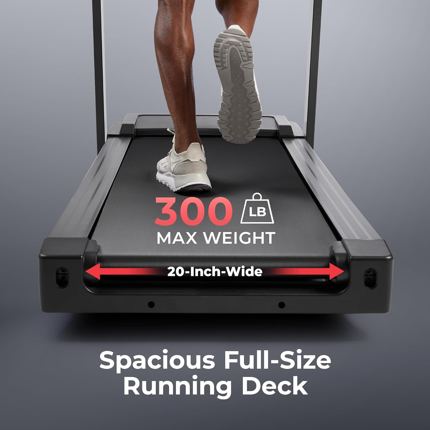 Heavy Duty Treadmill for Home, 20” Wide Deck, 15 Level Auto Incline, 300 LB Weight Capacity, Foldable Running Machine, Digital Monitor, Free App Bluetooth Connection