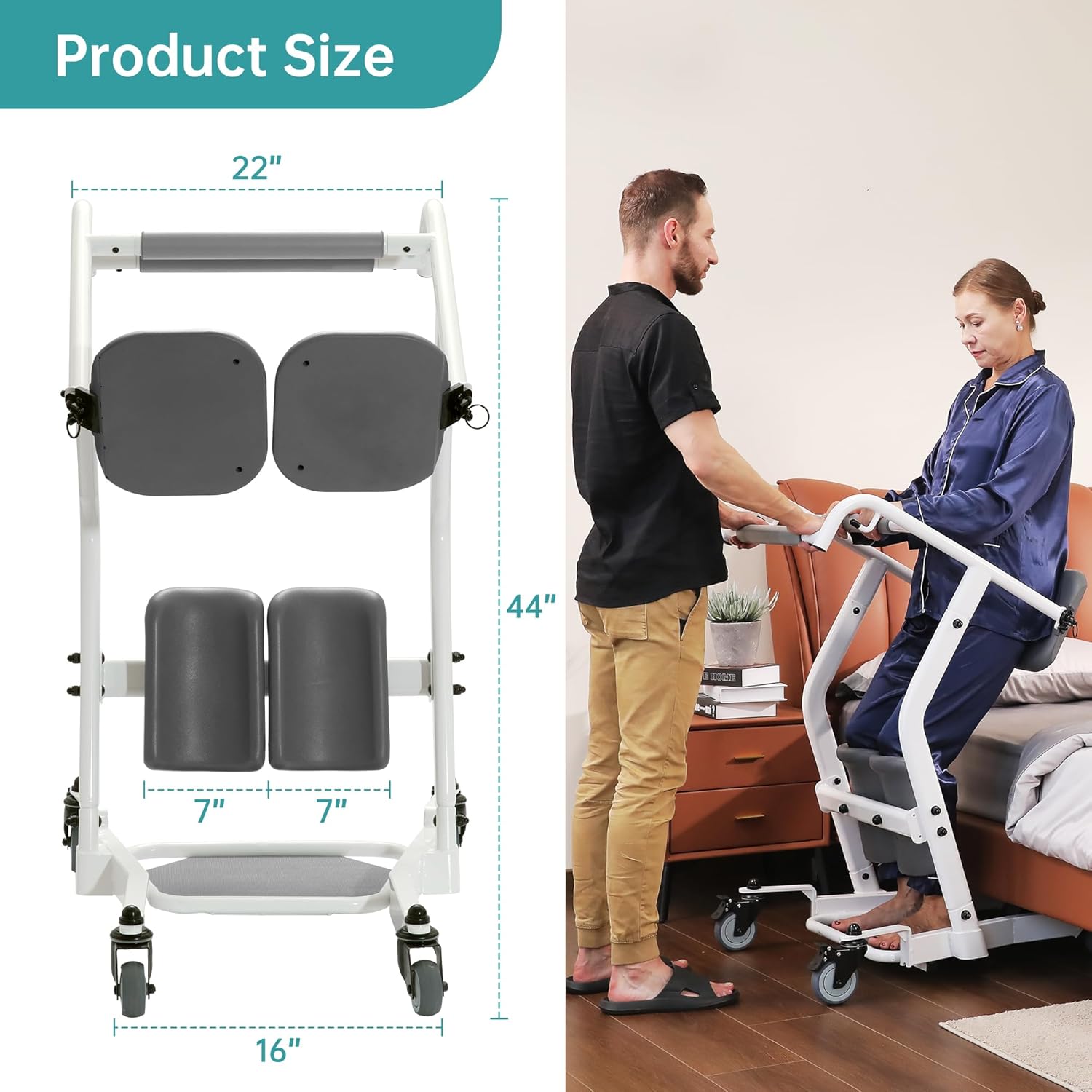 Sit to Stand Lift Patient Transport Unit for Elderly - Patient Lift for Home Care Use- 400 Pound Weight Capacity