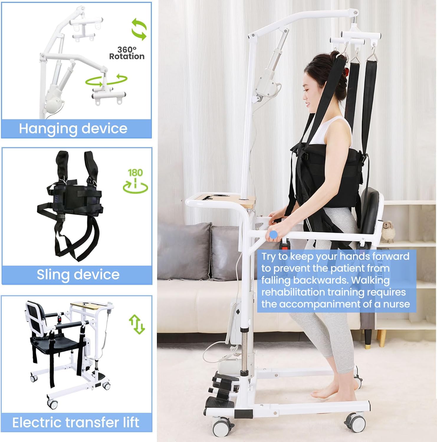 Electric Patient Lift Transfer Chair,Foldable Transfer Lift Wheelchair for Home Car,Height Adjustable with Hanger Device,Portable Handicap Lift Shower Chair,Transfer Chairs for Seniors