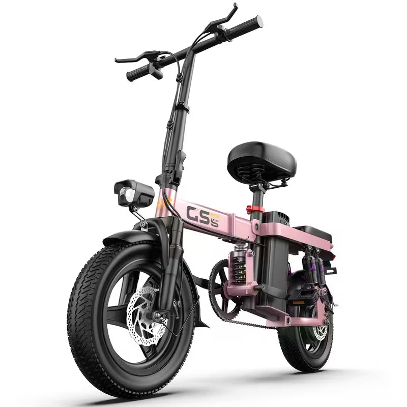 740W Electric Bike For Adults, 20MPH Full Shock Absorption Comfortable Riding, 48V10AH/15Ah, 10-35Miles Folding Ebike, 14'' Tubeless Off-road Tire, City Commuter Battery Optional