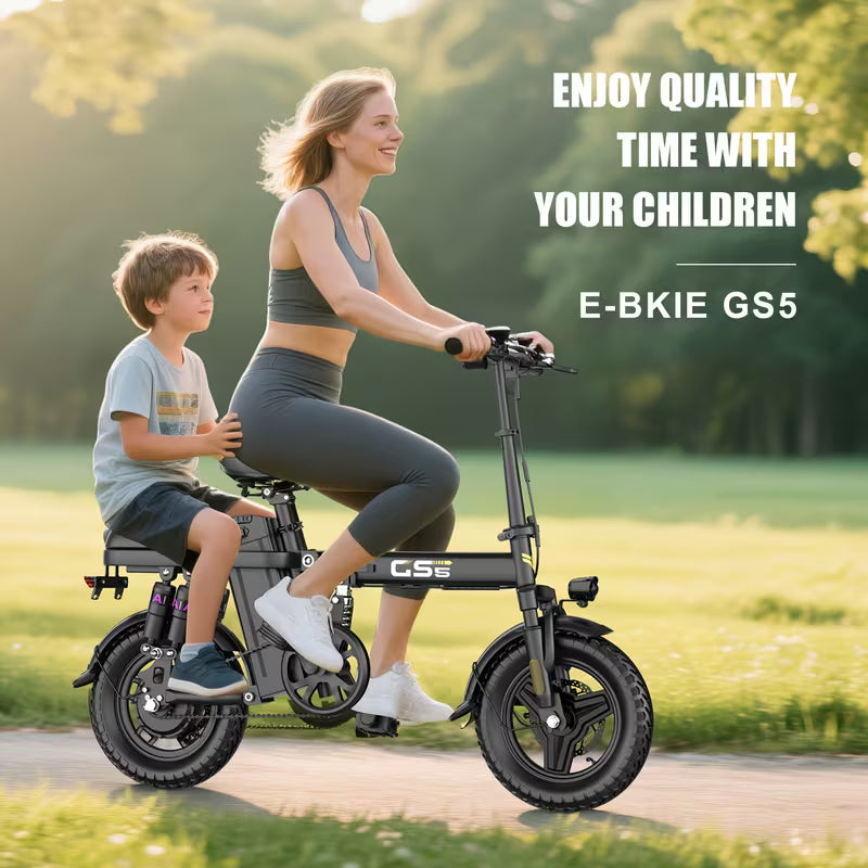 740W Electric Bike For Adults, 20MPH Full Shock Absorption Comfortable Riding, 48V10AH/15Ah, 10-35Miles Folding Ebike, 14'' Tubeless Off-road Tire, City Commuter Battery Optional