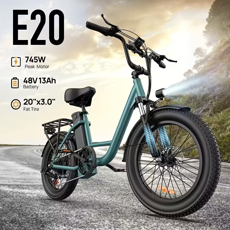 Electric Bike 745W Peak Motor & 48V 13Ah Battery - 60-Mile Range