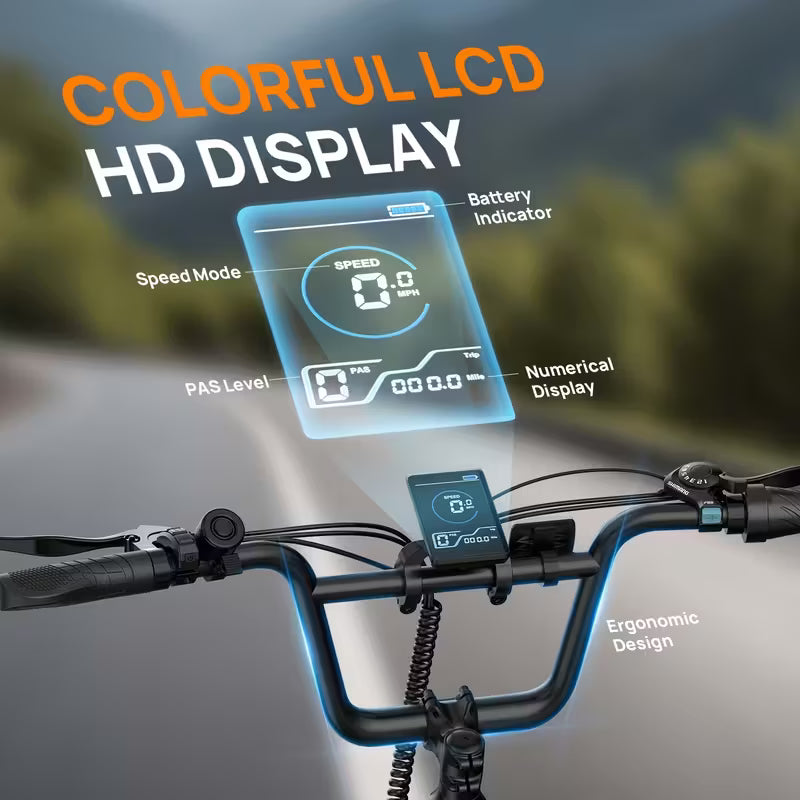 Electric Bike 745W Peak Motor & 48V 13Ah Battery - 60-Mile Range