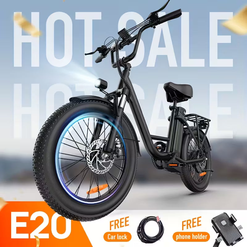 Electric Bike 745W Peak Motor & 48V 13Ah Battery - 60-Mile Range