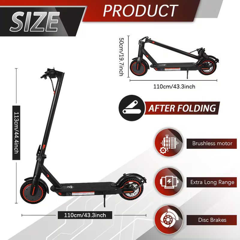 8.5 Inch Foldable Electric Scooter for Adults with LED Display Motor Power Ranges