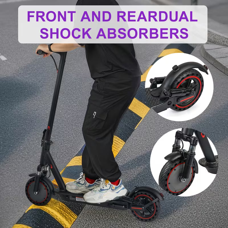 8.5"tire Electric Scooter, 300W Motor 10.4Ah Battery 19MPH Top Speed, 22 Miles Range MAX Load 264.55LB, Folding E-Scooter with Front And Rear Shock Absorption Dual Braking Dual Suspensio, Daily Transportation, Compact Design, Modern Mobility
