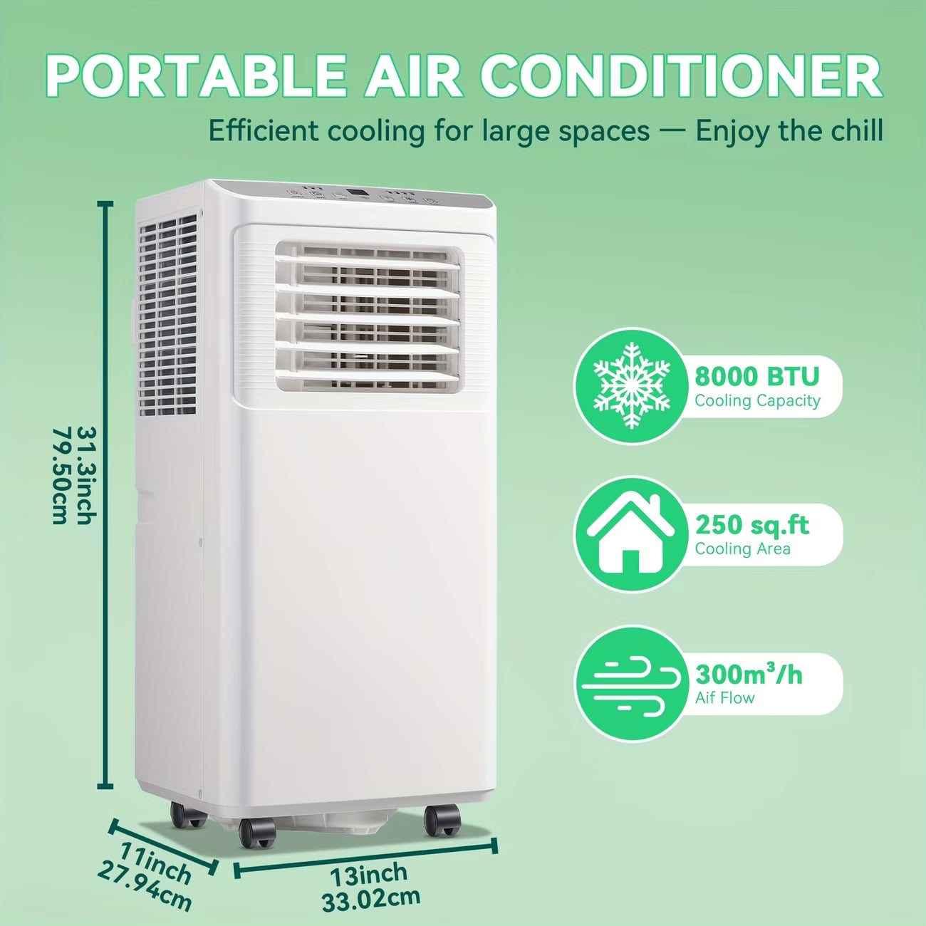 8000 BTU Portable AC Unit (4400BTU SACC) with Remote, 24-Hour Timer, Dehumidifier, And Compact 3-In-1 Air Cooler for Small Spaces, Bedrooms, And Home Offices
