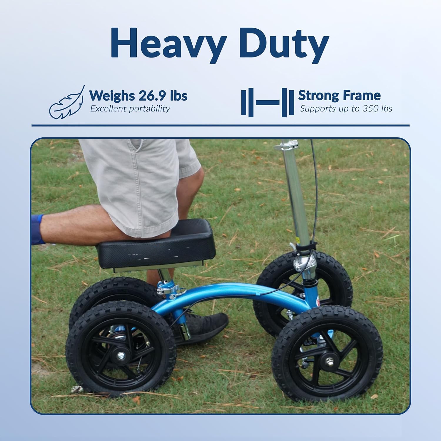 Quad All Terrain Knee Scooter for Adults for Foot Surgery Heavy Duty Knee Walker for Broken Ankle Foot Injuries Recovery - Leg Scooter Best Knee Crutch Alternative