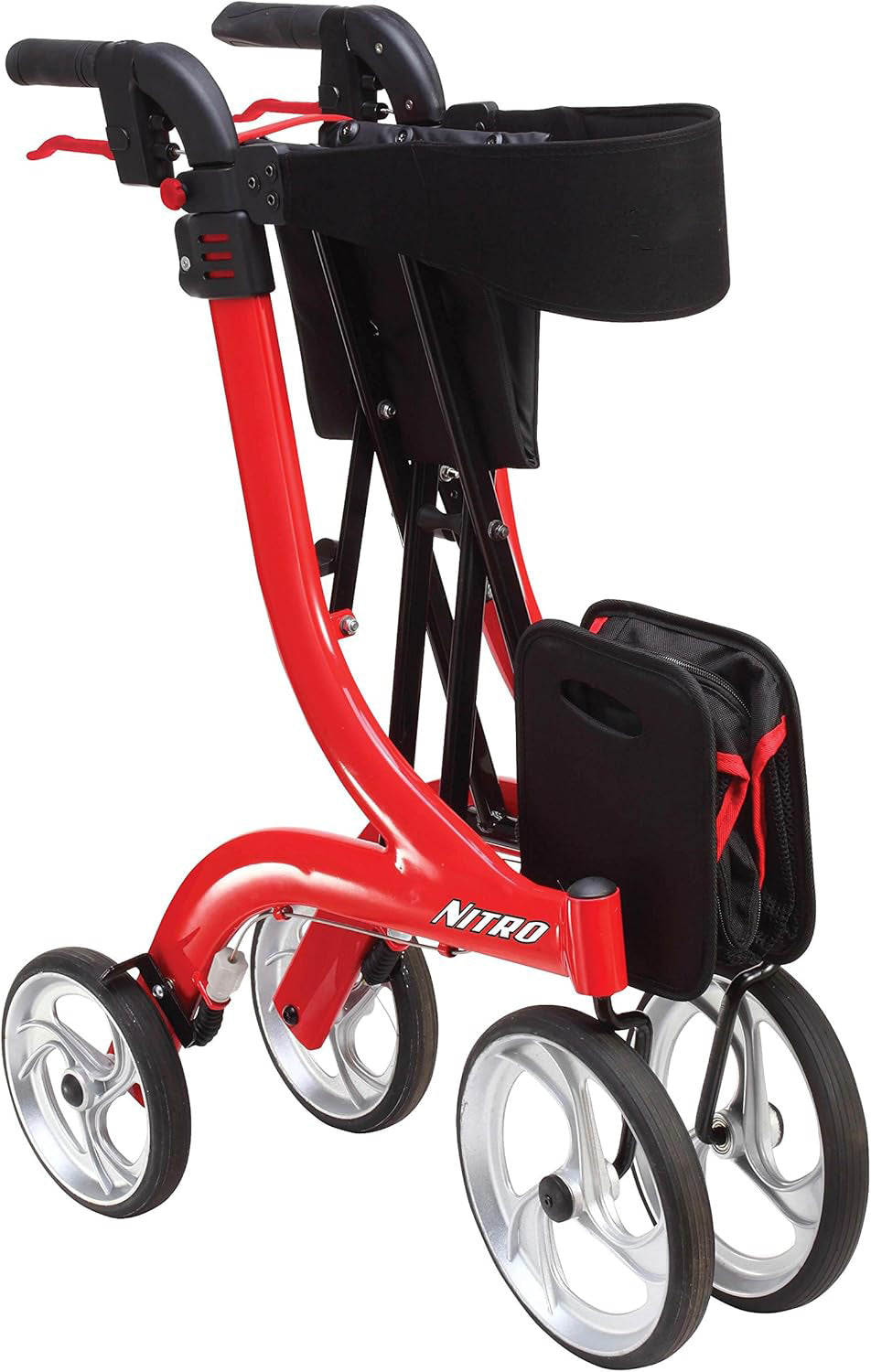Medical RTL10266 Nitro Euro-Style 4-Wheel Rollator Walker With Seat, Red