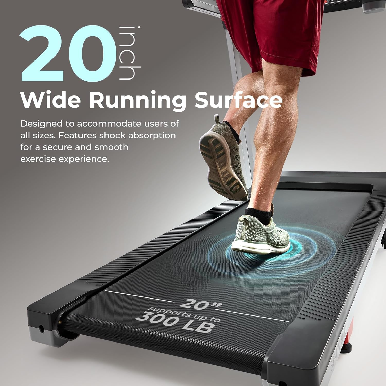 Premium Foldable Treadmill for Home, Running or Walking with Auto Incline, Shock Absorption, Digital Display, Optional 20” Running Deck, Free SunnyFit App Bluetooth Connection