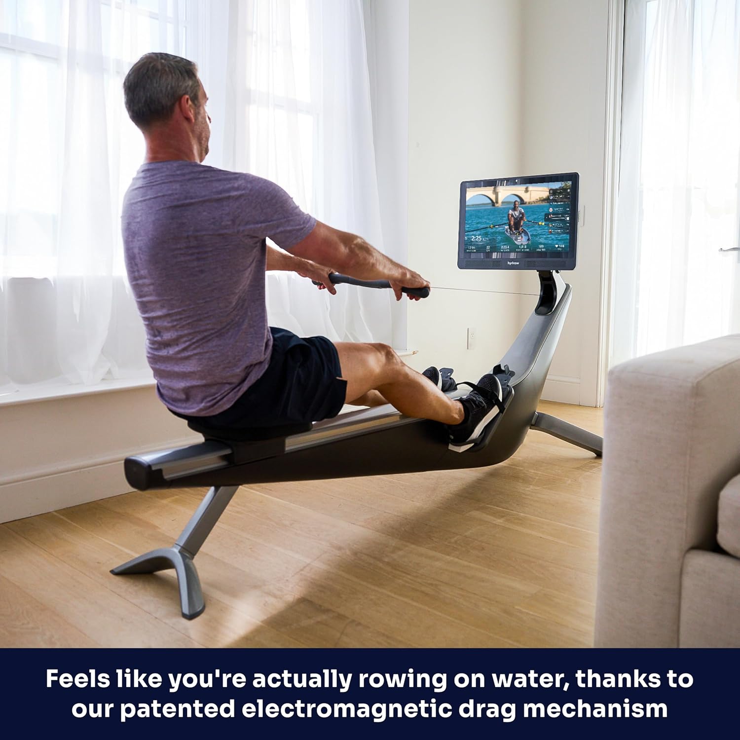 Pro Rowing Machine with Immersive 22" HD Rotating Screen - Stows Upright | Live and On-Demand at-Home Workouts, Membership Required