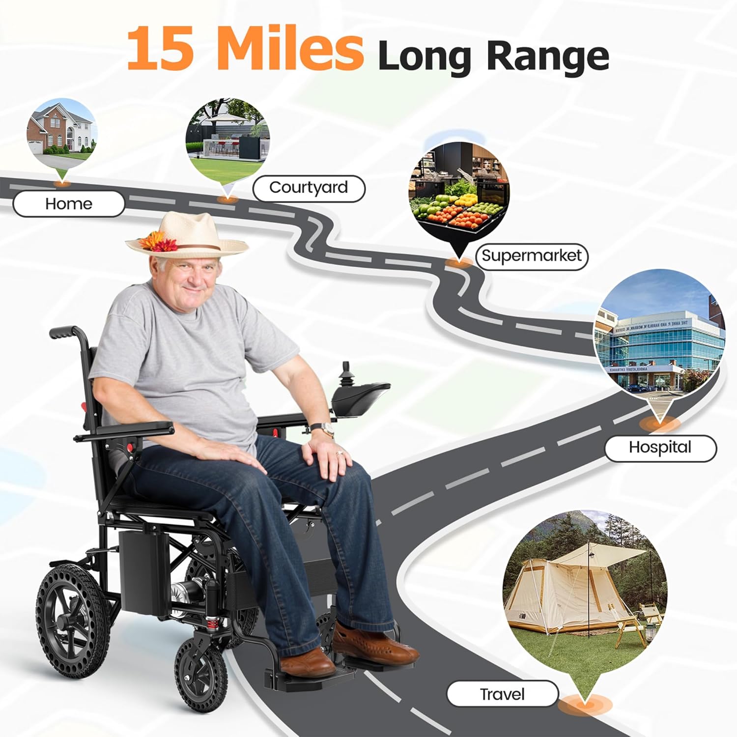 Lightweight Foldable Electric Wheelchair, Only 40lbs,Electric Wheelchairs for Adults, All Terrain Motorized Wheelchair for Seniors, Airline Approval