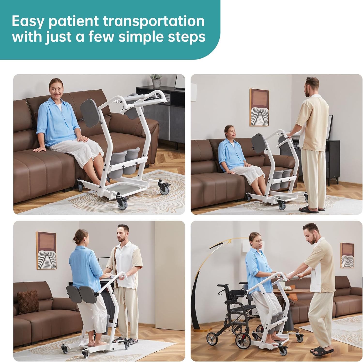 Sit to Stand Lift Patient Transport Unit for Elderly - Patient Lift for Home Care Use- 400 Pound Weight Capacity