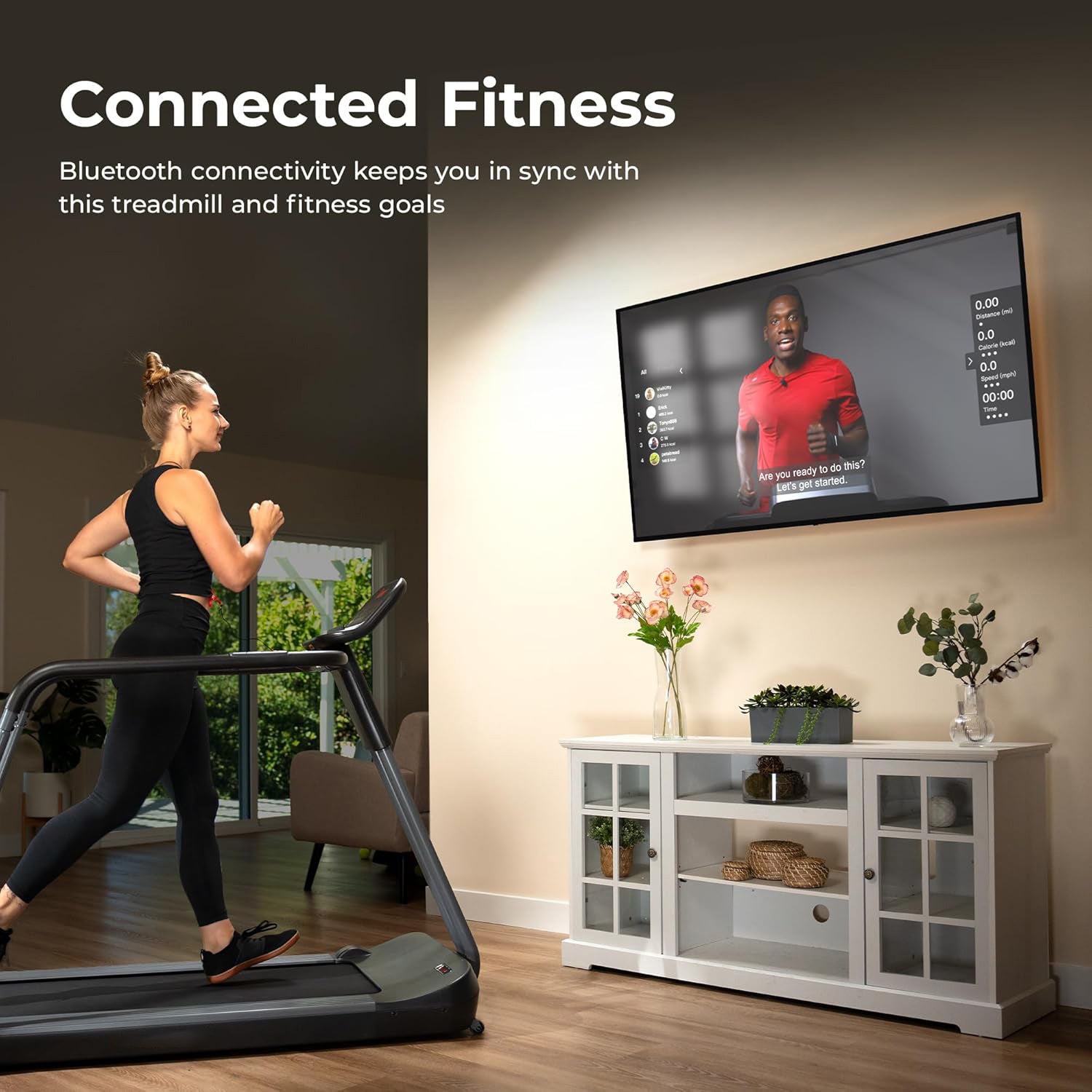 Endurance Cardio Running Walking Treadmill with Extended Safety Handrails, Wide Deck, Shock Absorption, Digital Monitor, Optional Free App Bluetooth Connection