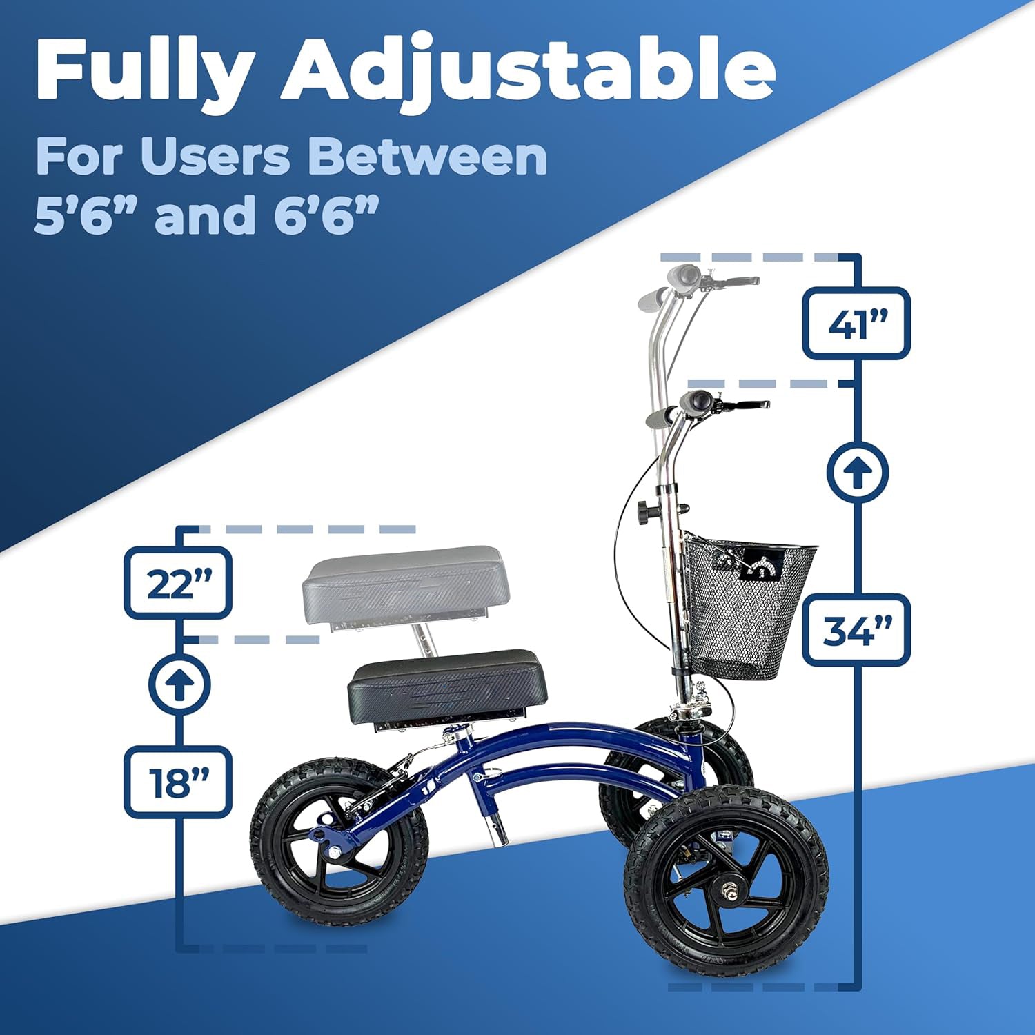 Steerable All Terrain Knee Scooter for Adults for Foot Surgery Heavy Duty Knee Walker for Broken Ankle Foot Injuries - Leg Recovery Scooter Best Knee Crutch Alternative