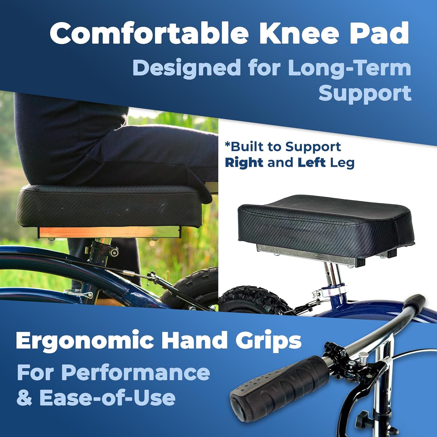Steerable All Terrain Knee Scooter for Adults for Foot Surgery Heavy Duty Knee Walker for Broken Ankle Foot Injuries - Leg Recovery Scooter Best Knee Crutch Alternative