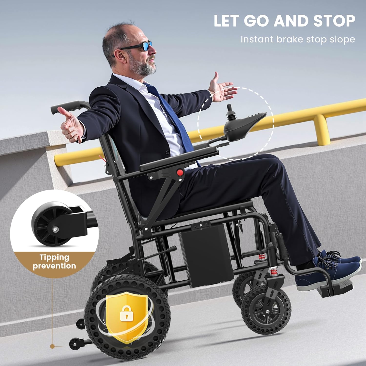 Lightweight Foldable Electric Wheelchair, Only 40lbs,Electric Wheelchairs for Adults, All Terrain Motorized Wheelchair for Seniors, Airline Approval