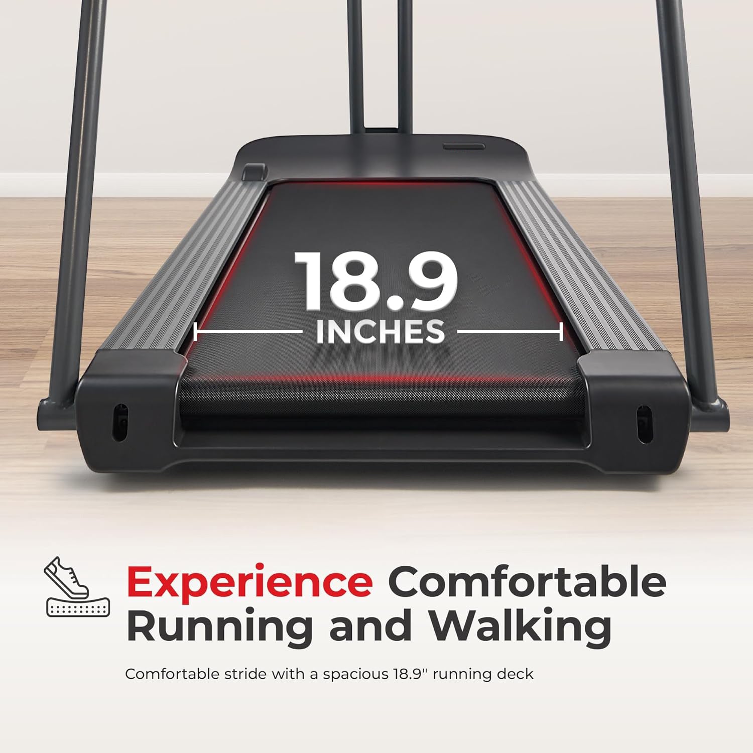 Endurance Cardio Running Walking Treadmill with Extended Safety Handrails, Wide Deck, Shock Absorption, Digital Monitor, Optional Free App Bluetooth Connection