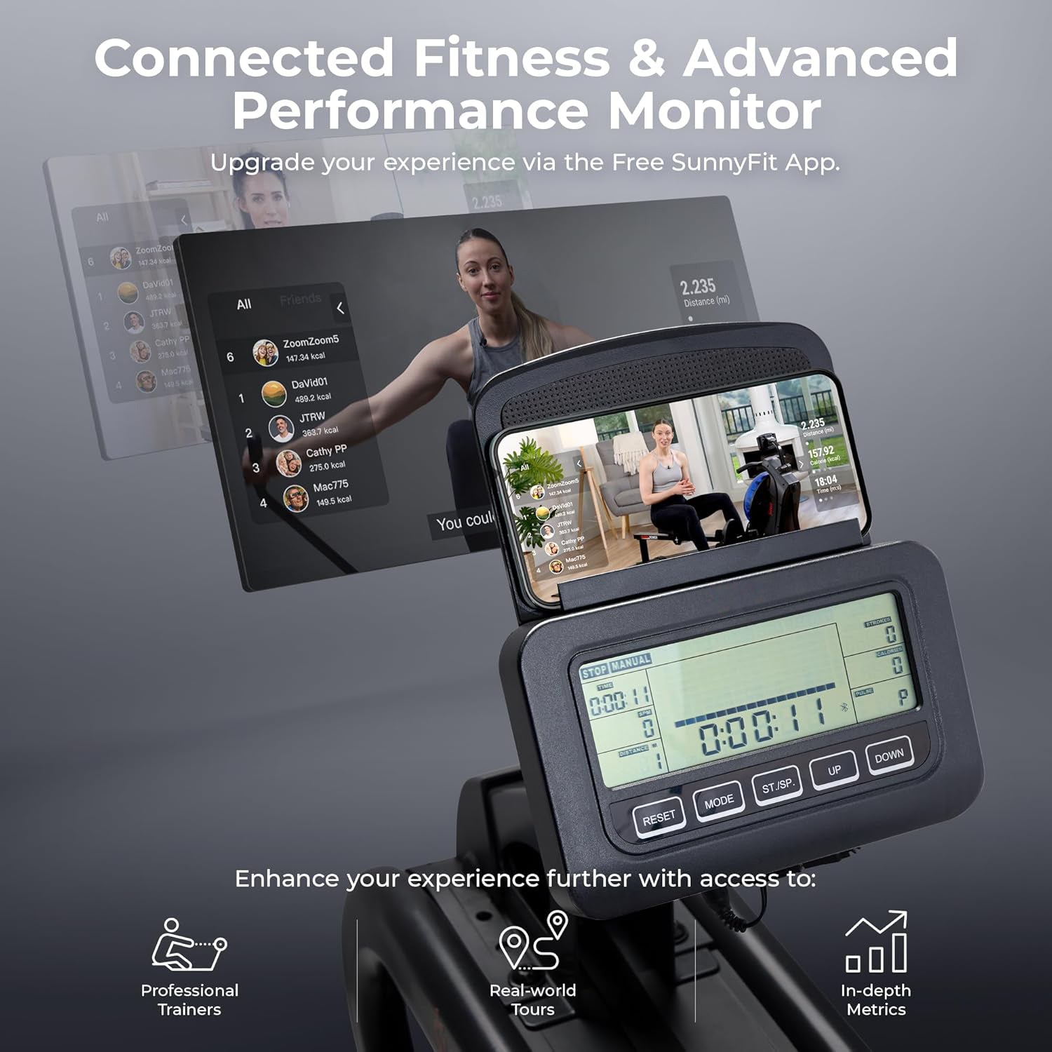 Flip & Foldable Rowing Machine for Home w/Extended Slide Rail, Full-Body Workout, Low-Impact, Optional Extra Long Rail, Quiet Rail Cover, Water Motion