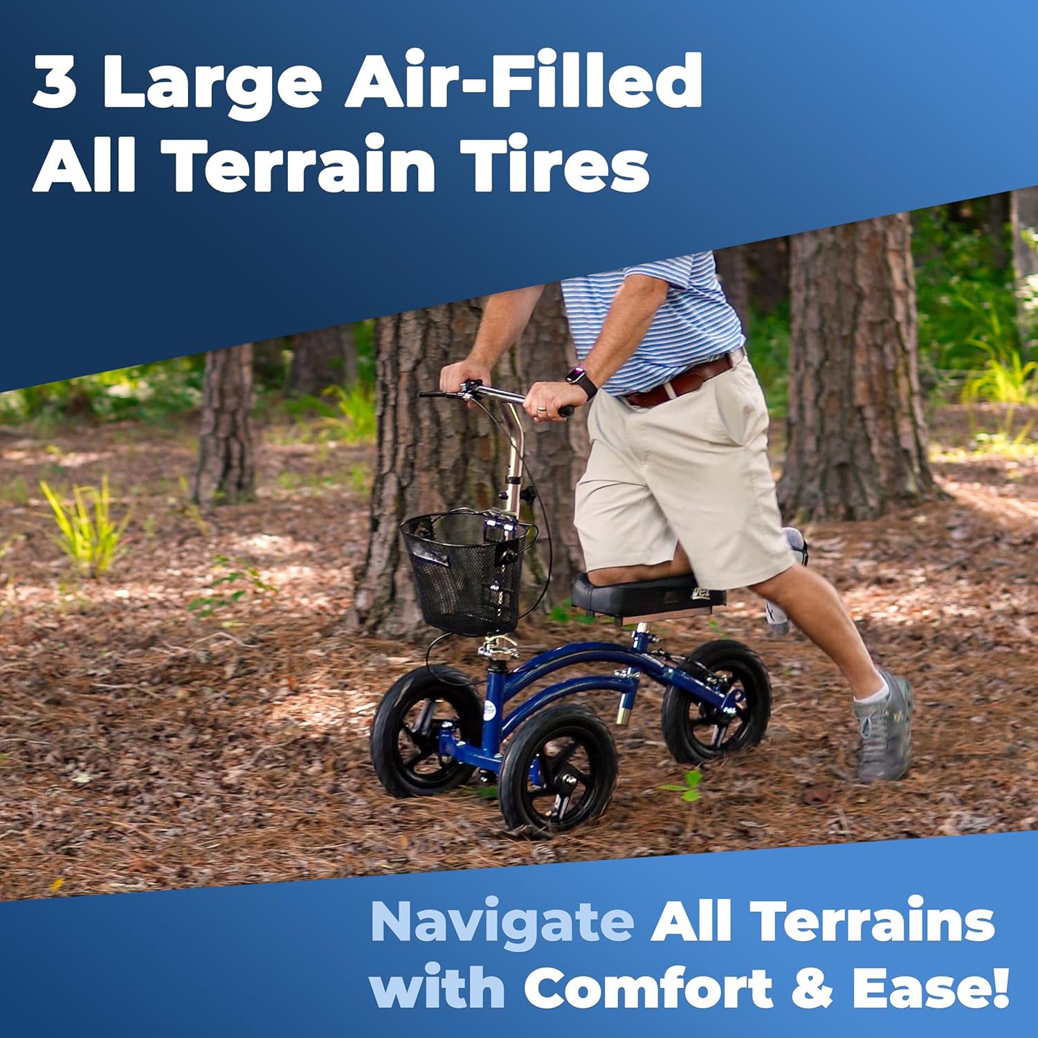 Steerable All Terrain Knee Scooter for Adults for Foot Surgery Heavy Duty Knee Walker for Broken Ankle Foot Injuries - Leg Recovery Scooter Best Knee Crutch Alternative