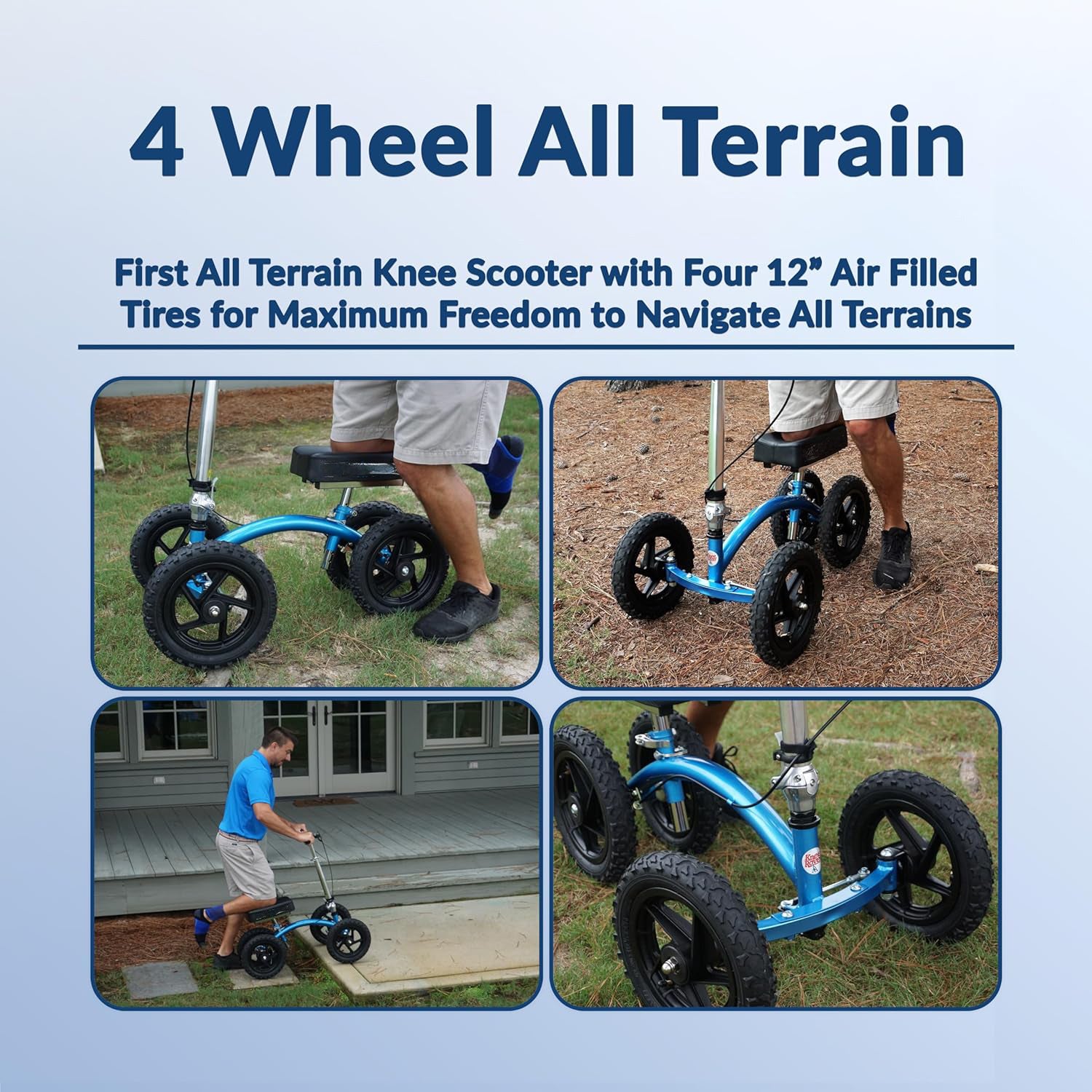 Quad All Terrain Knee Scooter for Adults for Foot Surgery Heavy Duty Knee Walker for Broken Ankle Foot Injuries Recovery - Leg Scooter Best Knee Crutch Alternative